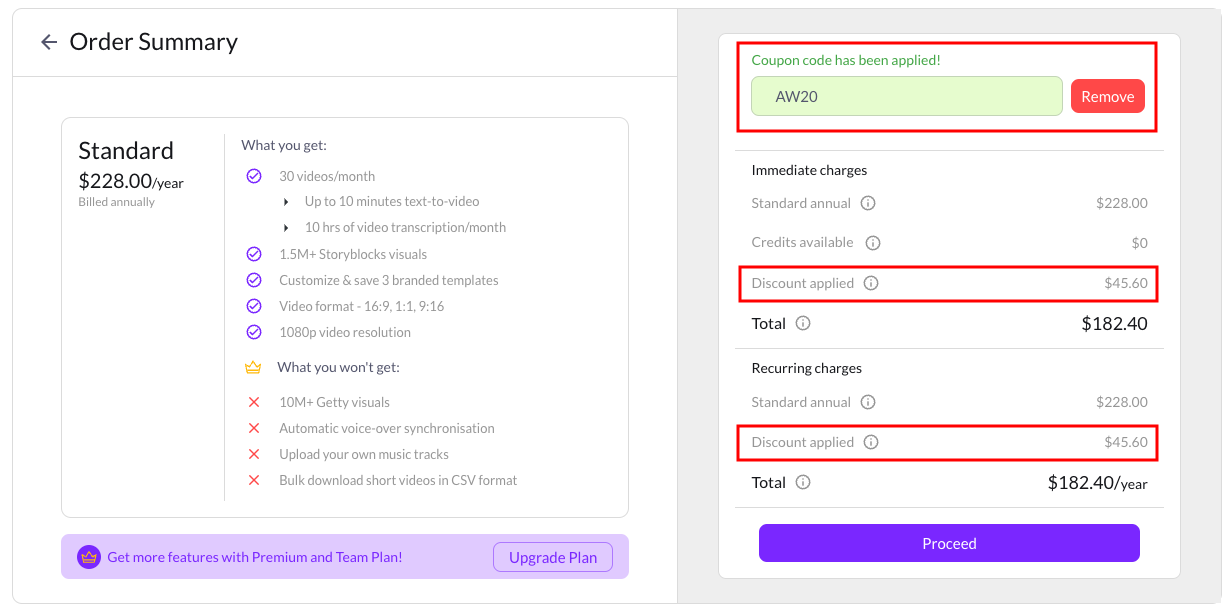 How To Apply Coupon Code Standard Plan