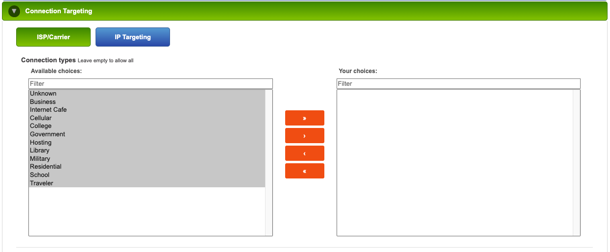 Popads Connection Type Targeting