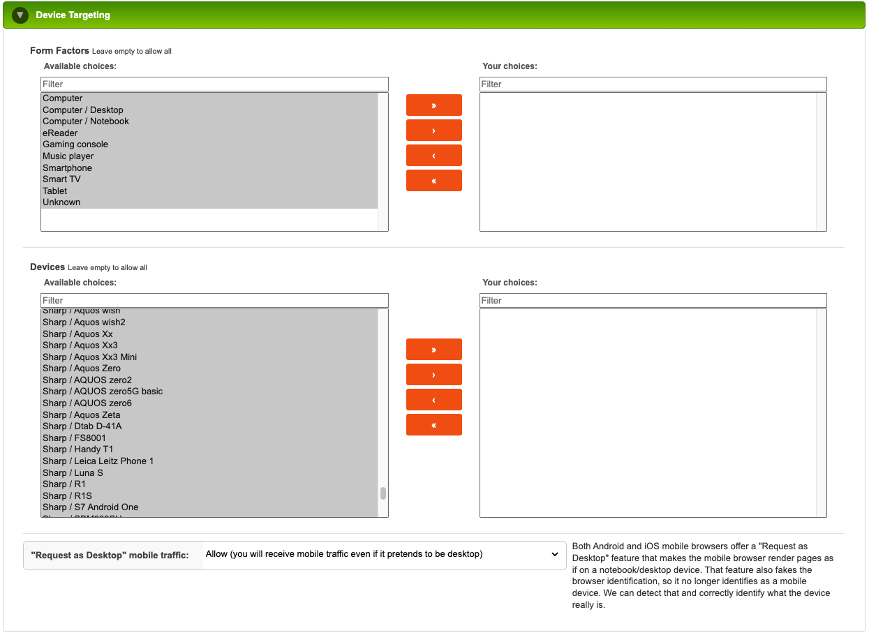 Popads Device Targeting