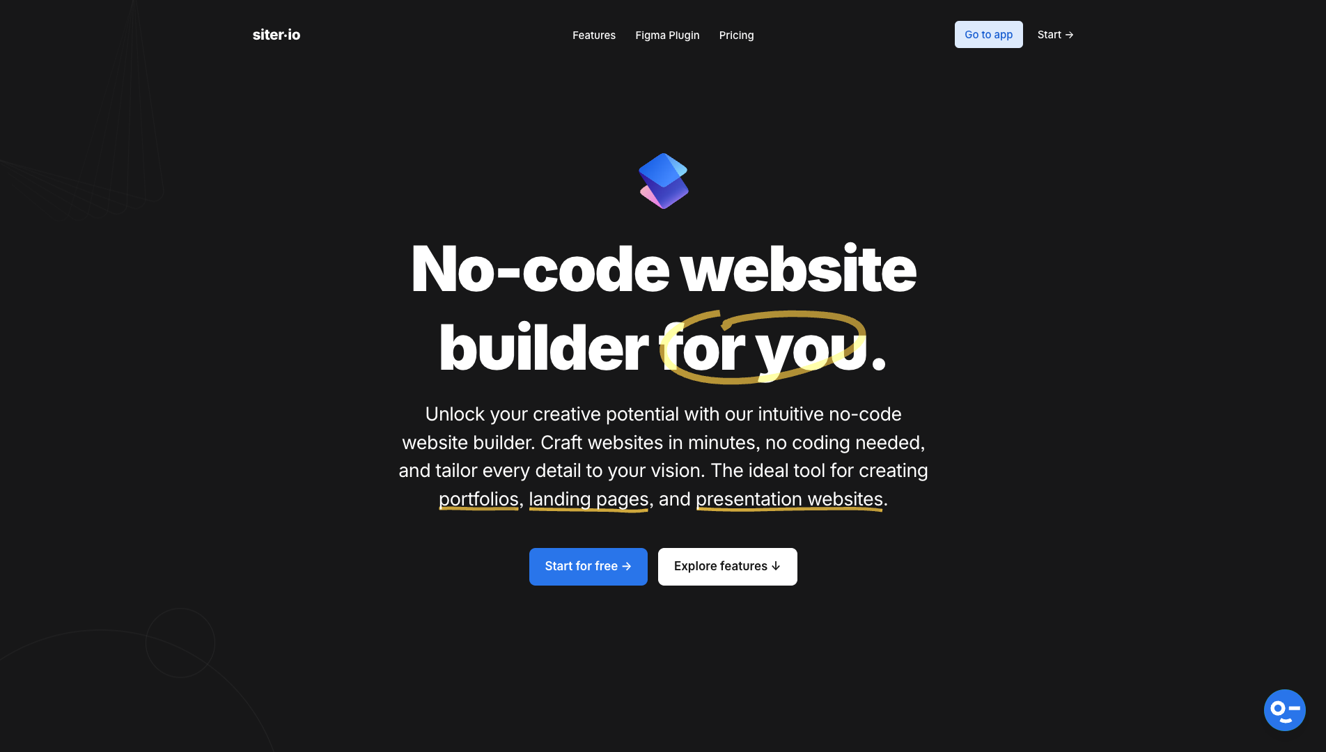 Screenshot of Siter.io Homepage