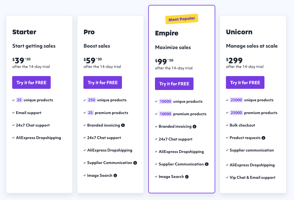 Spocket price plans