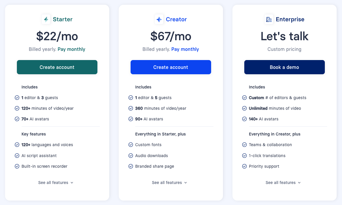 Synthesia Pricing Synthesia price plans