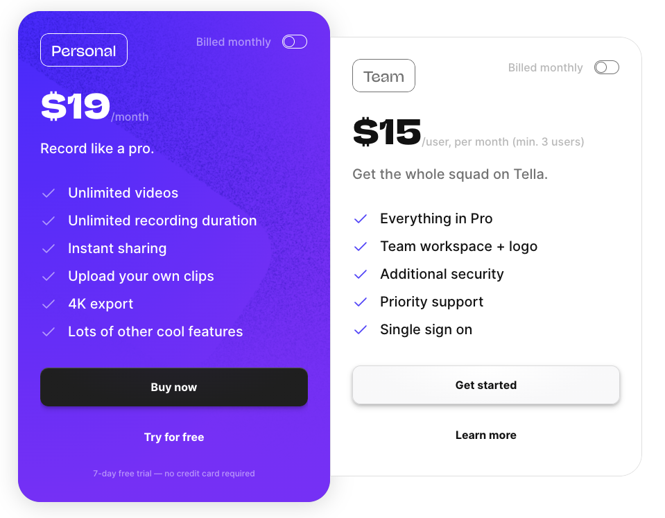 Tella Pricing Tella price plans