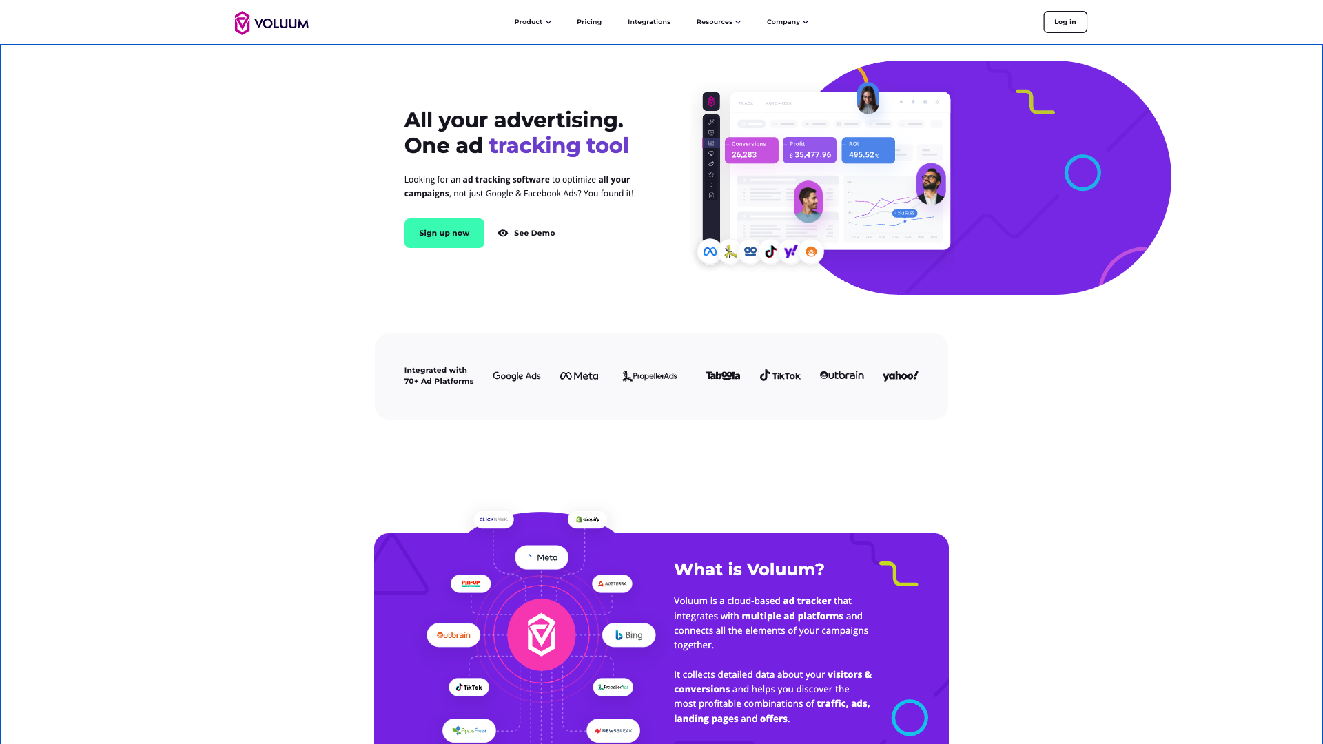 Screenshot of Voluum Homepage