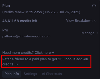 Retrieve Referral Link