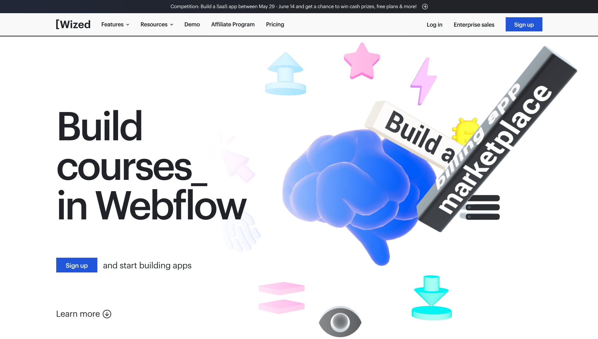 Screenshot of Wized Homepage